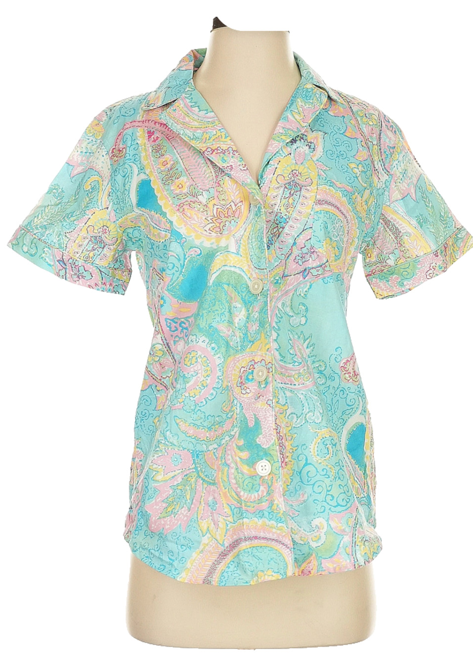 Lauren Ralph Lauren Paisley Blouse S NWT Pastel Cotton Collared Shirt Bloomscore
